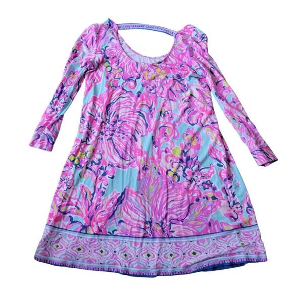 Lilly Pulitzer Serene Blue Big Escapade Emma Dress Size Large Jersey Knit - Picture 3 of 7